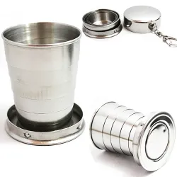 Mini inoxydable Acier Portable Travel Coupe de pliage télescopique 75ml